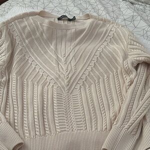 Lauren Ralph Lauren Cream Cable Neck Sweater..M, long sleeve, loose fitting